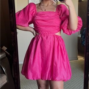 A New Day Elegant Pink Puff Sleeve Dress